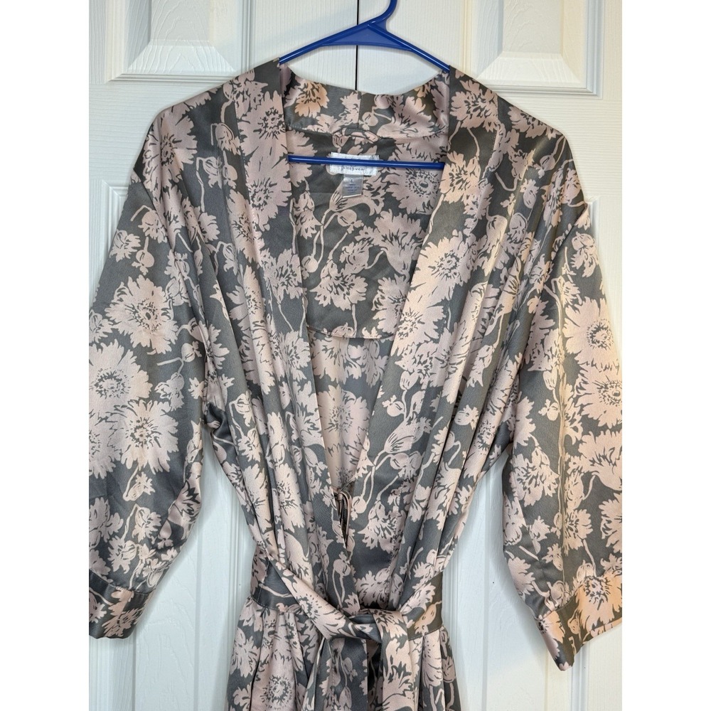 Cabernet Sleepwear Robe Kimono Floral Chitnz Belted Knee Length Sz L